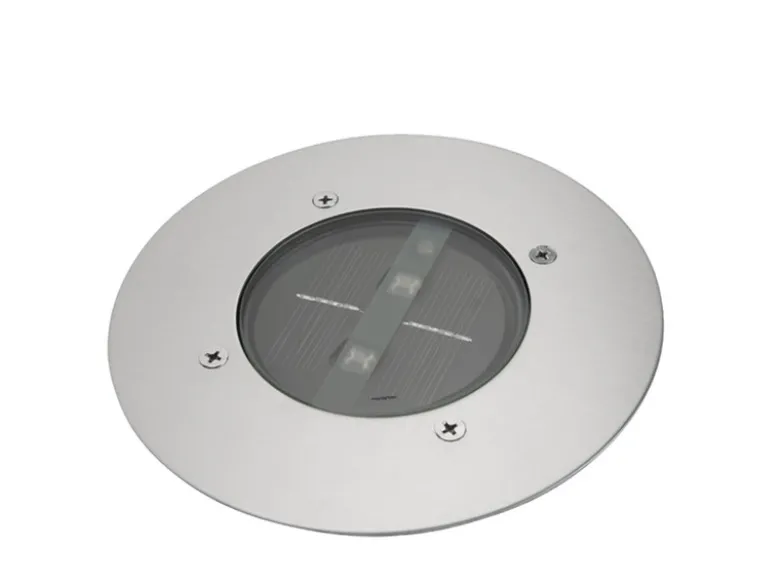 Solar LED Bodeneinbaustrahler 8er SET für Außen, Edelstahl rund Ø14cm IP67