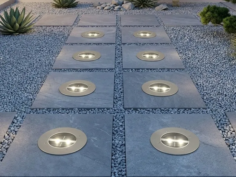 Solar LED Bodeneinbaustrahler 8er SET für Außen, Edelstahl rund Ø14cm IP67