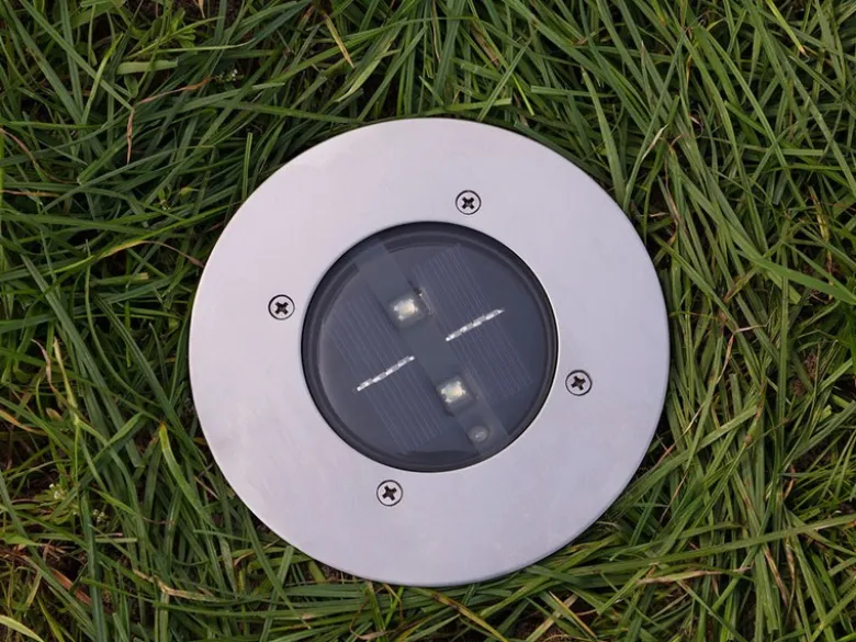 Solar LED Bodeneinbaustrahler 8er SET für Außen, Edelstahl rund Ø14cm IP67