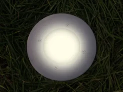 Solar LED Bodeneinbaustrahler 4er SET für Außen, Edelstahl rund Ø14cm IP67