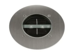 Solar LED Bodeneinbaustrahler 4er SET für Außen, Edelstahl rund Ø14cm IP67