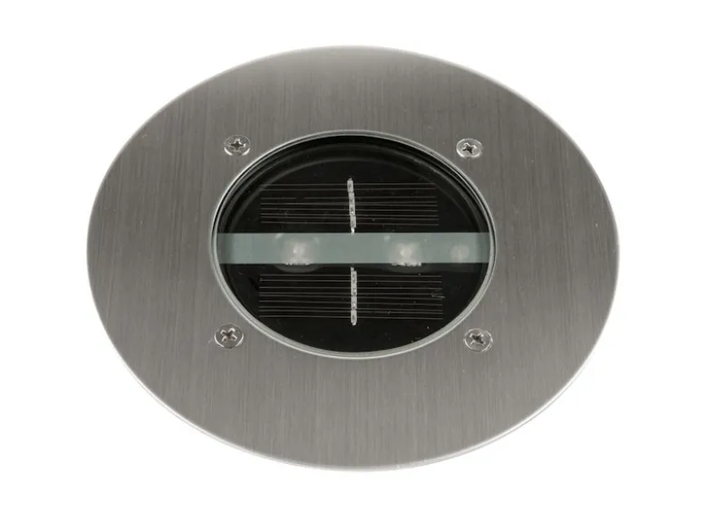 Solar LED Bodeneinbaustrahler 4er SET für Außen, Edelstahl rund Ø14cm IP67
