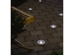 Solar LED-Bodenspot, Edelstahl, Ø 11cm, je Spot bis 100kg belastbar
