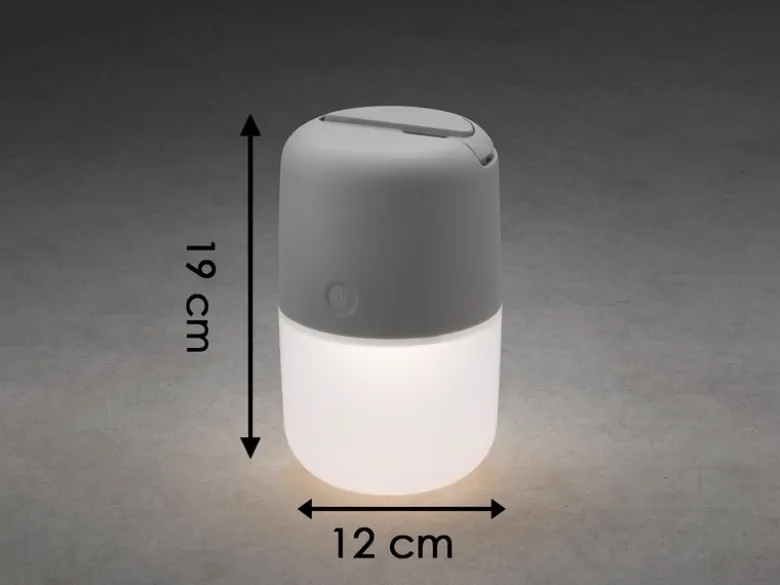 Solar LED Leuchte ASSISI mit 3-Stufen Dimmer & USB-Kabel, IP44, Grau