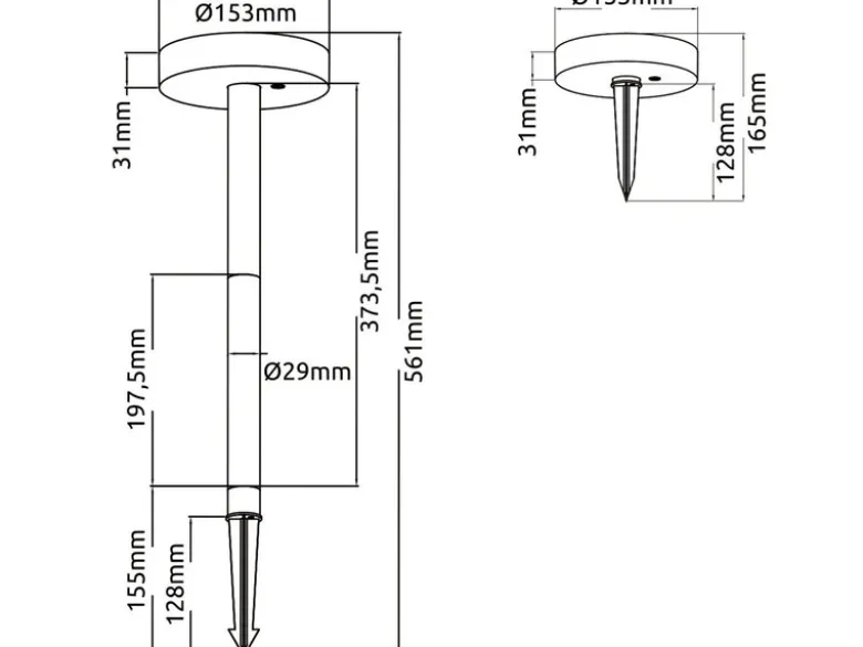 Solarleuchte mit abnehmbaren Erdspieß, auch zur Wandmontage geeignet Ø15cm