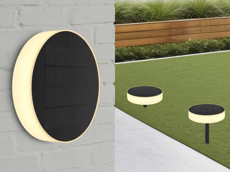 Solarleuchte mit abnehmbaren Erdspieß, auch zur Wandmontage geeignet Ø15cm
