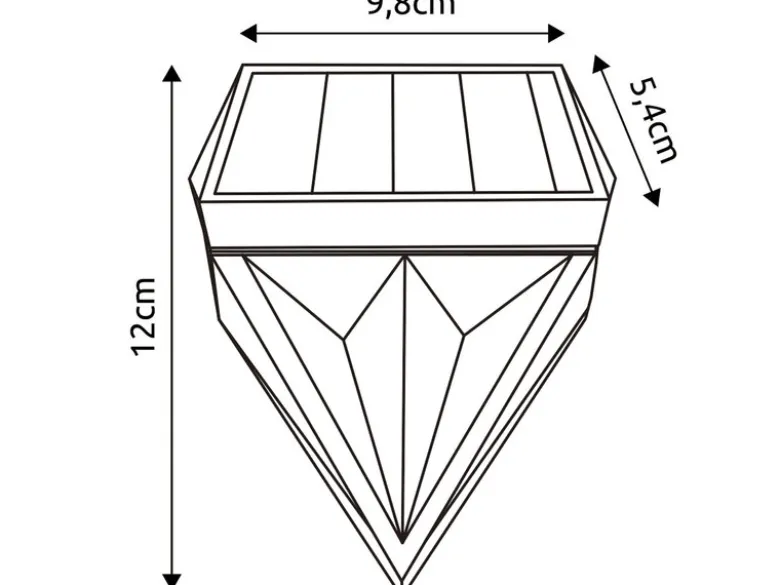 Solarleuchten 2er Set Wandleuchten, Diamant-Design, H.12cm