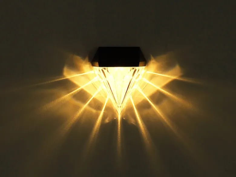 Solarleuchten 2er Set Wandleuchten, Diamant-Design, H.12cm