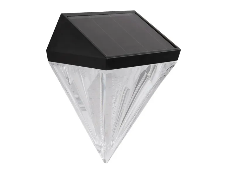 Solarleuchten 2er Set Wandleuchten, Diamant-Design, H.12cm