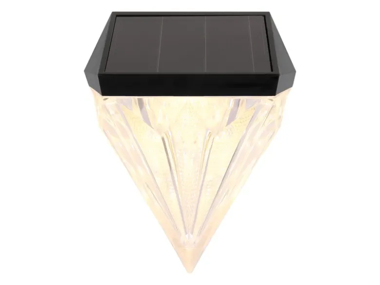 Solarleuchten 2er Set Wandleuchten, Diamant-Design, H.12cm