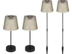 Solarleuchten Set: 2er Sets Tischleuchten & Erdspießleuchten Rauchfarbig