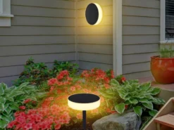 Solarleuchten Set mit abnehmbaren Erdspieß, auch zur Wandmontage geeignet Ø15cm