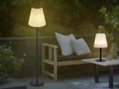 Solarleuchten SET: Stehleuchte höhenverstellbar bis 150 cm & Tischleuchte 25 cm