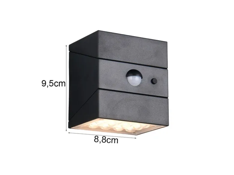 Solar Wandleuchte TALCA außen mit Bewegungsmelder, Licht drehbar, IP65, B: 9cm