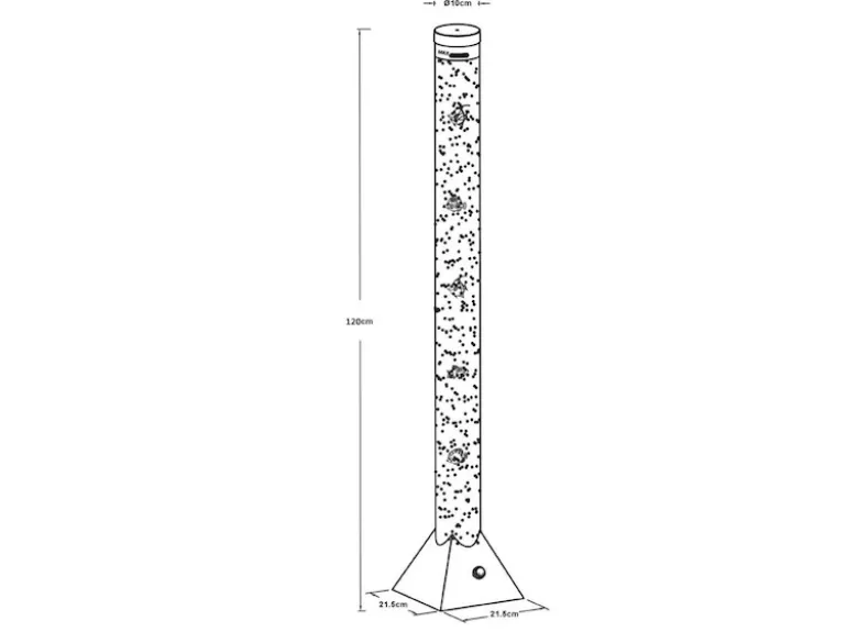 Sprudelnde Farbwechsel LED Lichtsäule MENDOZA Wassersäule mit Deko Fischen 120cm