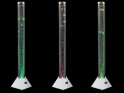 Sprudelnde Farbwechsel LED Lichtsäule MENDOZA Wassersäule mit Deko Fischen 120cm