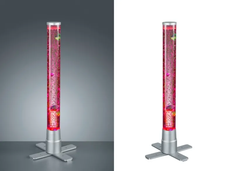 Sprudelnde Farbwechsel LED Lichtsäule MOTION Wassersäule & Deko Fischen H. 61cm