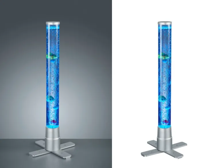 Sprudelnde Farbwechsel LED Lichtsäule MOTION Wassersäule & Deko Fischen H. 61cm
