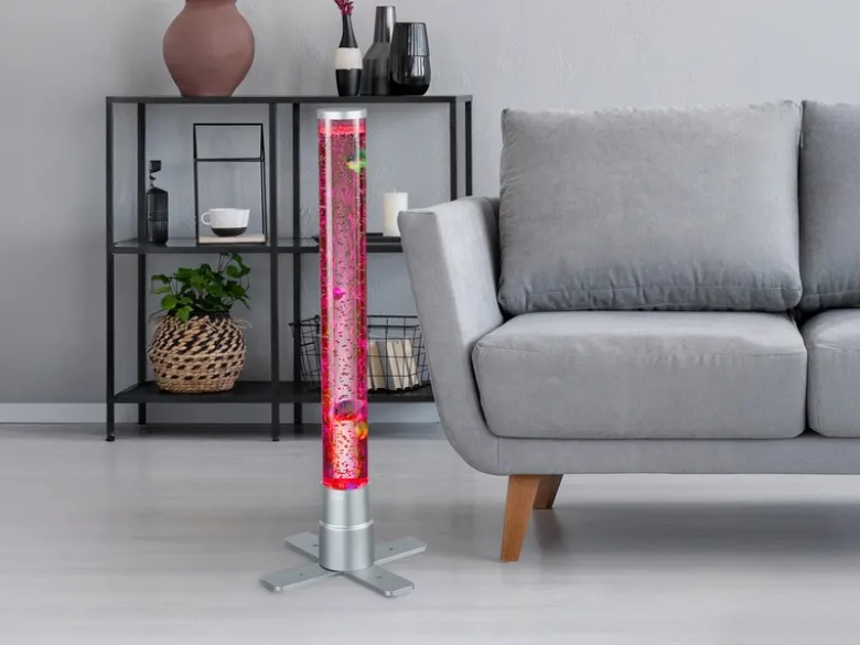 Sprudelnde Farbwechsel LED Lichtsäule MOTION Wassersäule & Deko Fischen H. 61cm