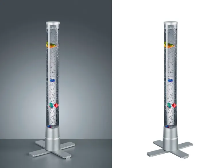 Sprudelnde Farbwechsel LED Lichtsäule MOTION Wassersäule & Deko Fischen H. 61cm