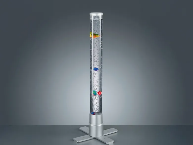 Sprudelnde Farbwechsel LED Lichtsäule MOTION Wassersäule & Deko Fischen H. 61cm
