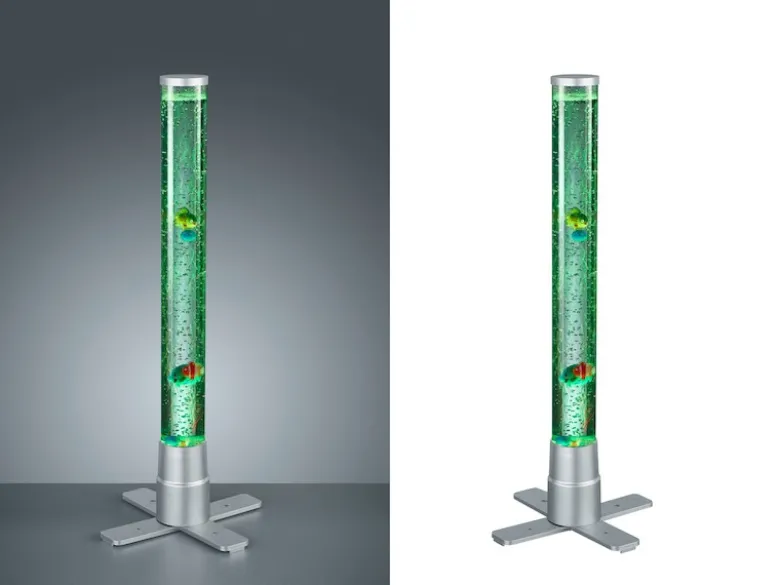 Sprudelnde Farbwechsel LED Lichtsäule MOTION Wassersäule & Deko Fischen H. 61cm