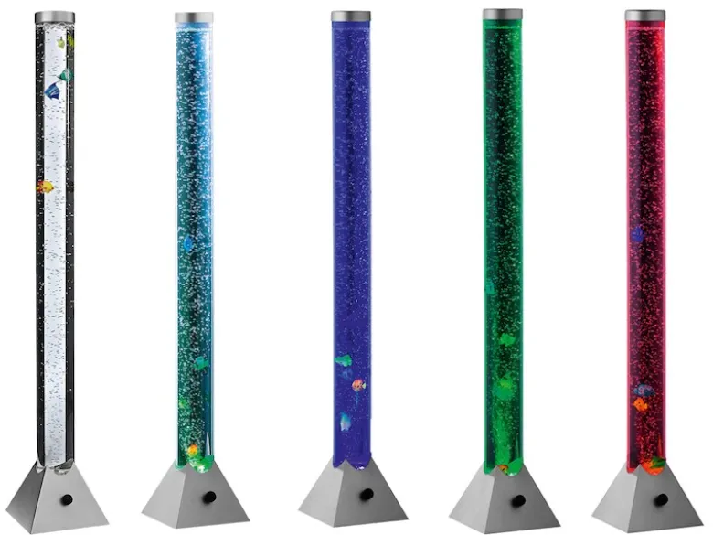 Sprudelnde Farbwechsel LED Lichtsäule MOTION Wassersäule & Deko Fischen 130cm