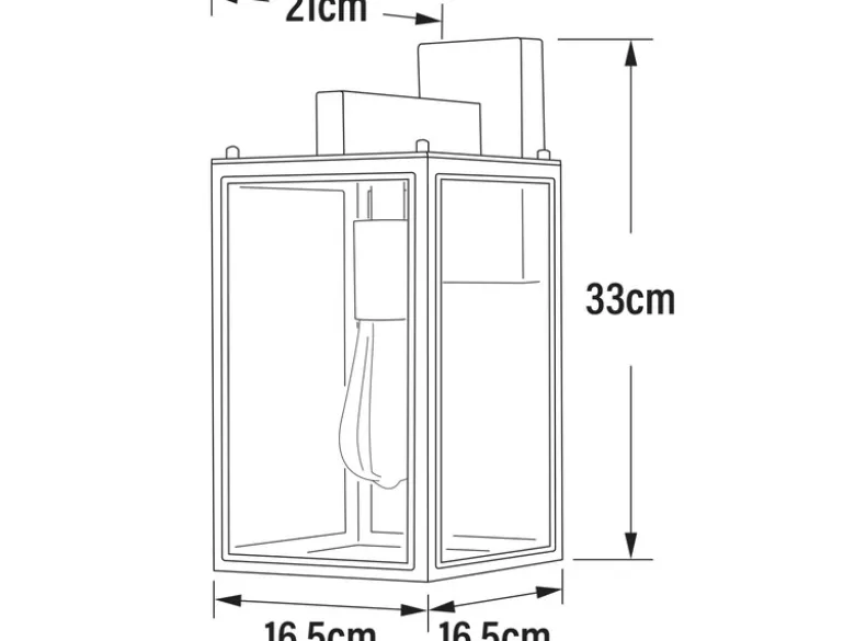 Stehende LED Außenwandlaterne Schwarz mit Klarglas, Höhe 33cm