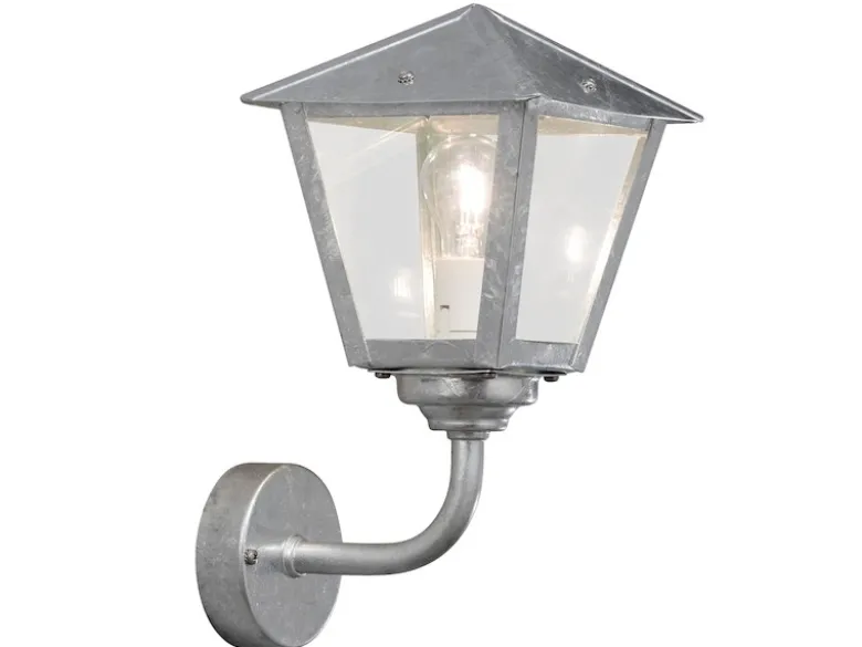 Stehende Wandleuchte BENU, E27, galvanisierter Stahl, Höhe 39 cm