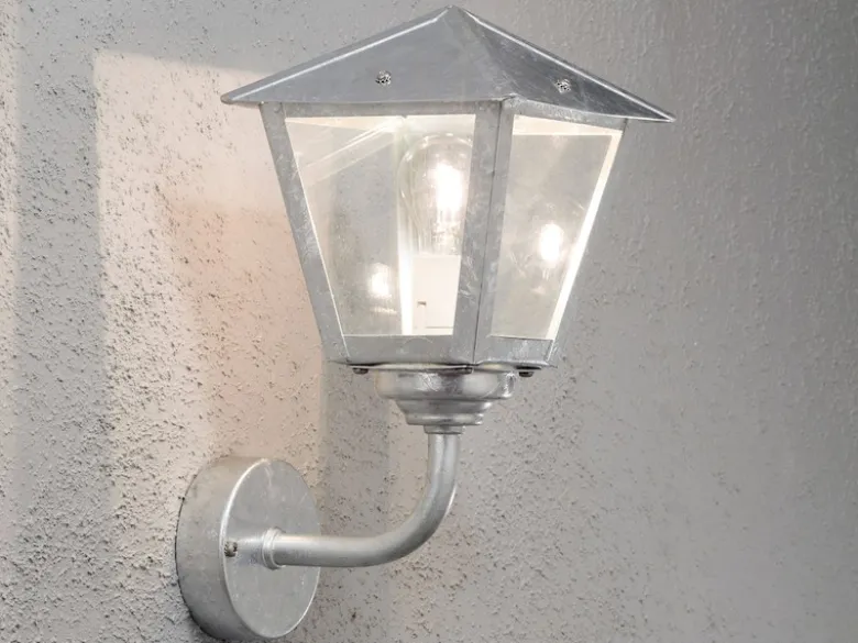Stehende Wandleuchte BENU, E27, galvanisierter Stahl, Höhe 39 cm