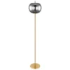 Stehlampe BLACKY mit Rauchglas Lampenschirm, Metall Messing, Höhe: 160cm