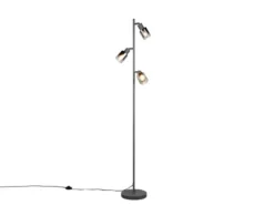 Stehlampe CADIZ mit 3 schwenkbaren Spots Glas Chromfarbig, Höhe 154cm