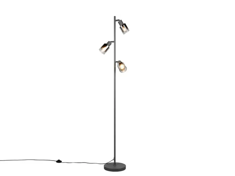 Stehlampe CADIZ mit 3 schwenkbaren Spots Glas Chromfarbig, Höhe 154cm