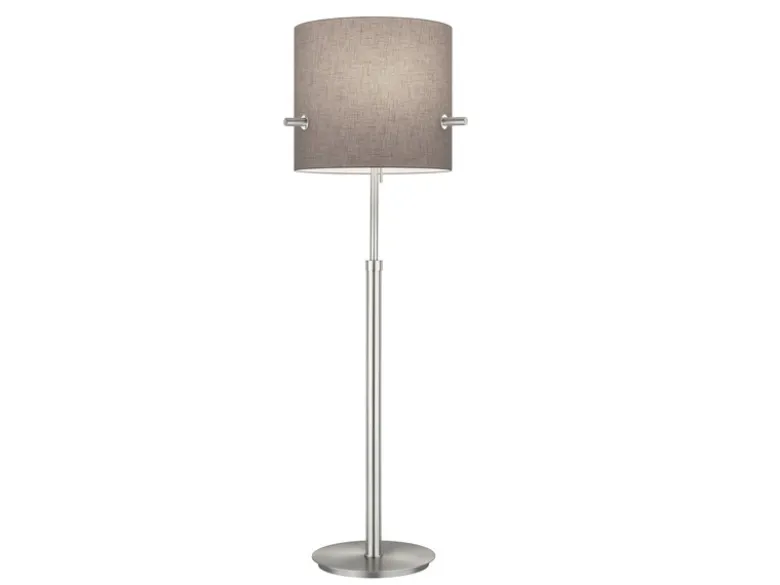 Stehlampe CAMDEN Silber mit Stoffschirm Grau Höhenverstellbar 145-187cm