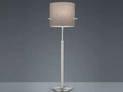 Stehlampe CAMDEN Silber mit Stoffschirm Grau Höhenverstellbar 145-187cm