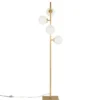 Stehlampe ENOIRE 4-flammig Gold mit Glaskugeln in Opalweiß, Höhe 150cm