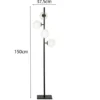 Stehlampe ENOIRE 4-flammig Schwarz mit Glaskugeln in Opalweiß, Höhe 150cm