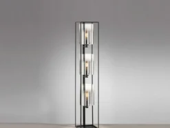 Stehlampe 3-flammig Schwarz mit Rauchglas & LED dimmbar, Höhe 130cm