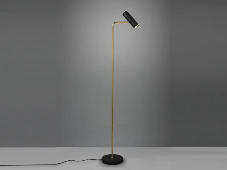 Stehlampe MARLEY in Messing / Schwarz, Spot schwenkbar, Höhe 151cm