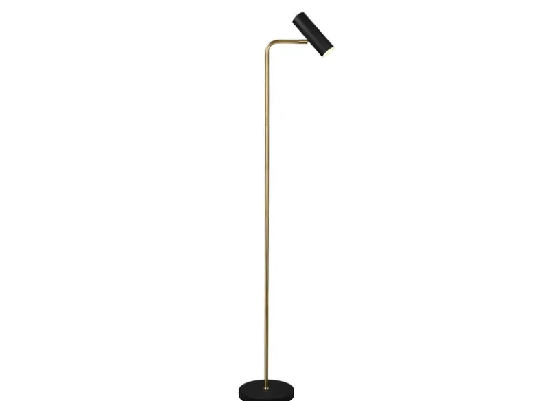 Stehlampe MARLEY in Messing / Schwarz, Spot schwenkbar, Höhe 151cm