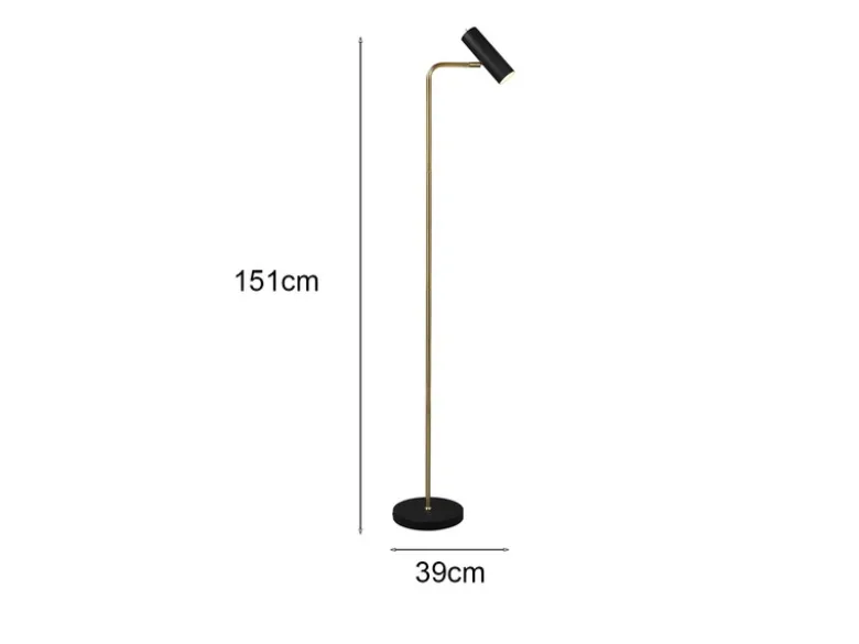 Stehlampe MARLEY in Messing / Schwarz, Spot schwenkbar, Höhe 151cm
