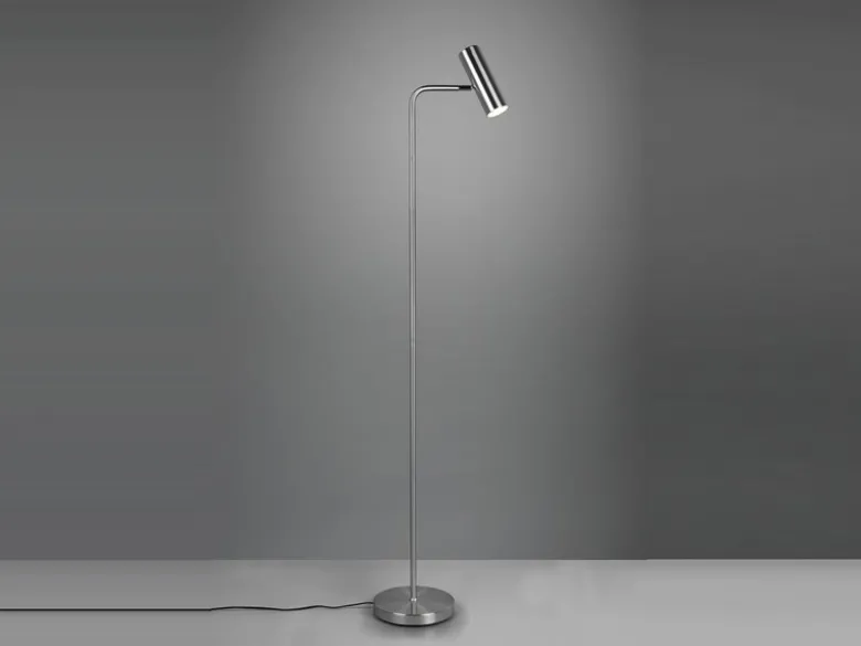 Stehlampe MARLEY in Silber matt, Spot schwenkbar, Höhe 151cm