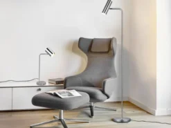 Stehlampe MARLEY in Silber matt, Spot schwenkbar, Höhe 151cm