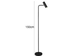 Stehlampe MARLEY Metall in Schwarz matt, Spot schwenkbar, Höhe 151cm