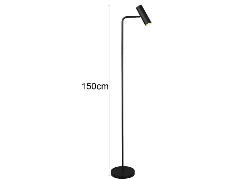 Stehlampe MARLEY Metall in Schwarz matt, Spot schwenkbar, Höhe 151cm