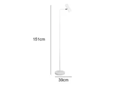 Stehlampe MARLEY Metall in Weiß matt, Spot schwenkbar, Höhe 151cm