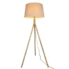 Stehlampe mit Holz Dreibein & E27 Leinen Lampenschirm Beige, Höhe 157cm