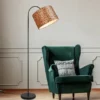 Stehlampe PARDINA mit Stoffschirm Leopardenmuster, Höhe 156cm