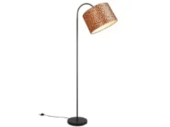 Stehlampe PARDINA mit Stoffschirm Leopardenmuster, Höhe 156cm