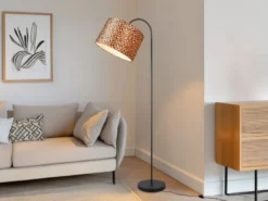 Stehlampe PARDINA mit Stoffschirm Leopardenmuster, Höhe 156cm